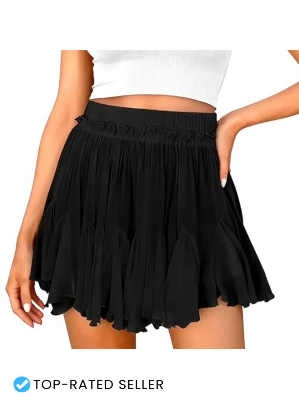 Boho Ruffle Mini Skort Flowy Built-in Shorts Flowy Summer Casual